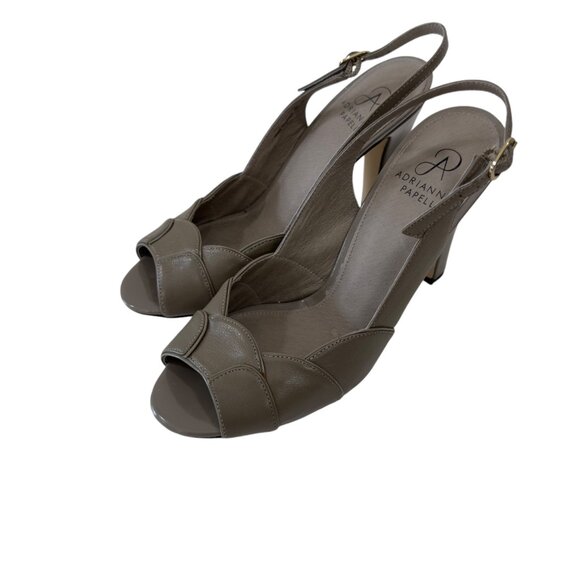 Adrianna Papell Leather Slingback Heels Women 8M EUR 38 Light Brown Peep Toe - Picture 11 of 12